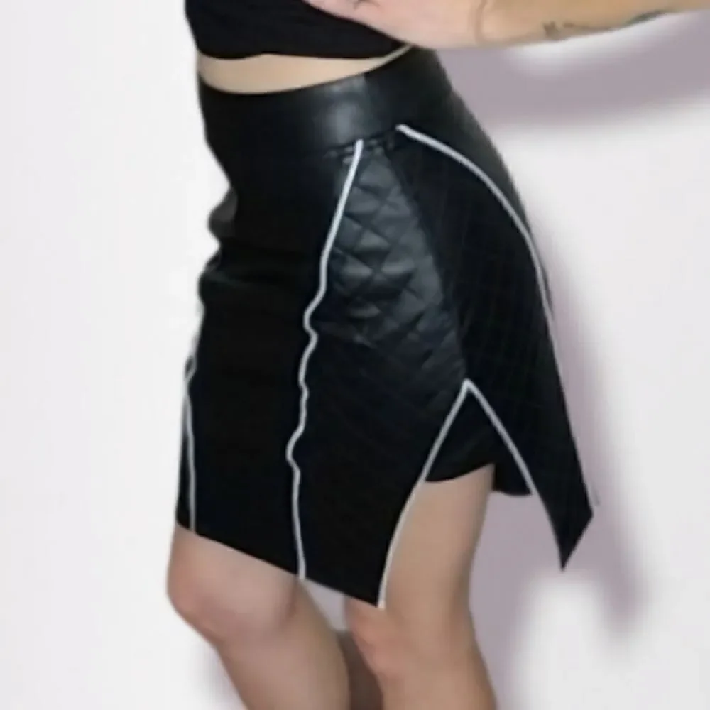 NWT Quilted leather asymmetrical moto skirt